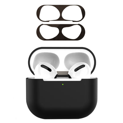 For Apple AirPods 3 Earphone Case Silicone Shock-Absorbing Earbuds Cover with Metal Dustproof Sticker Kit