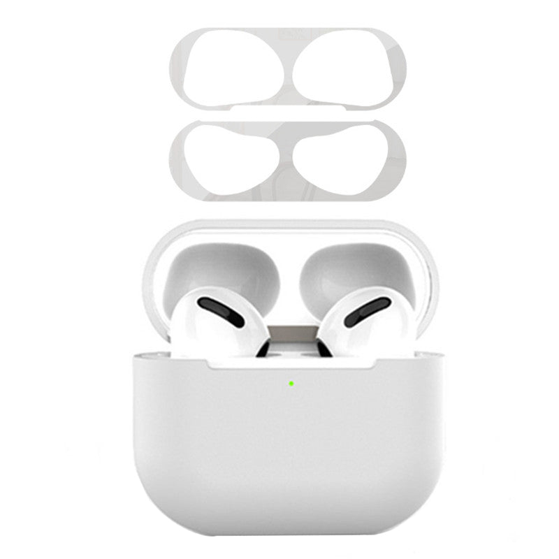 For Apple AirPods 3 Earphone Case Silicone Shock-Absorbing Earbuds Cover with Metal Dustproof Sticker Kit