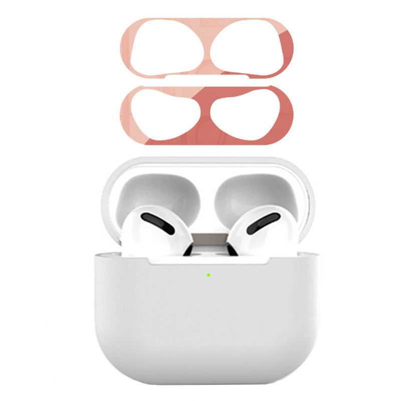 For Apple AirPods 3 Earphone Case Silicone Shock-Absorbing Earbuds Cover with Metal Dustproof Sticker Kit