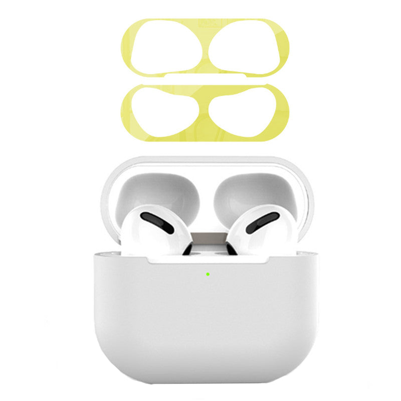 For Apple AirPods 3 Earphone Case Silicone Shock-Absorbing Earbuds Cover with Metal Dustproof Sticker Kit