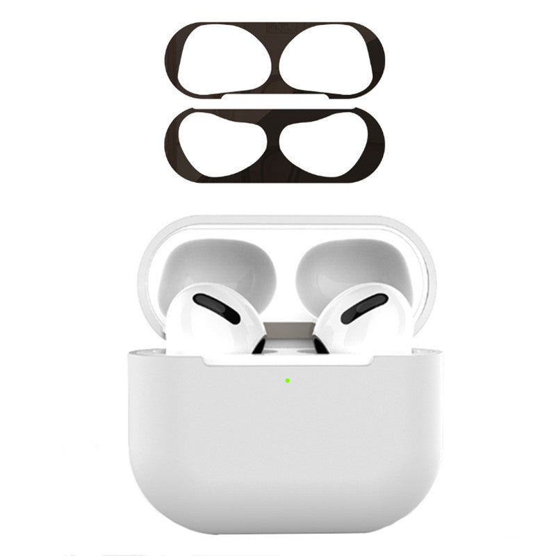 For Apple AirPods 3 Earphone Case Silicone Shock-Absorbing Earbuds Cover with Metal Dustproof Sticker Kit