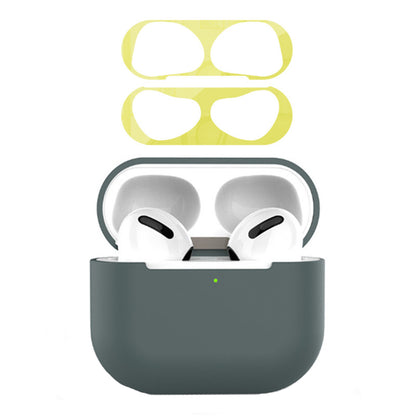 For Apple AirPods 3 Earphone Case Silicone Shock-Absorbing Earbuds Cover with Metal Dustproof Sticker Kit