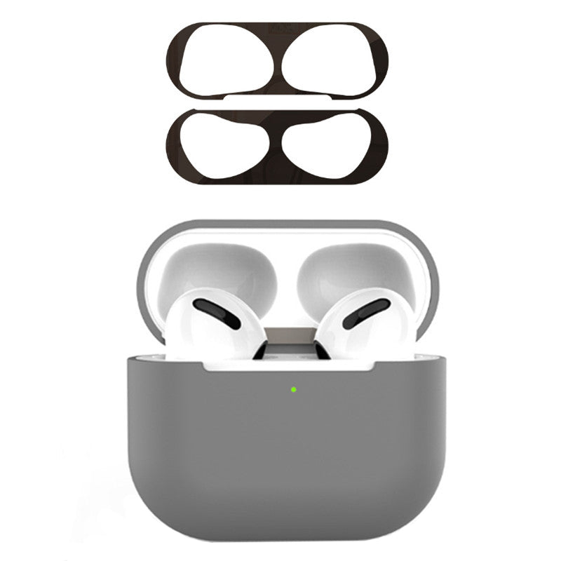 For Apple AirPods 3 Earphone Case Silicone Shock-Absorbing Earbuds Cover with Metal Dustproof Sticker Kit