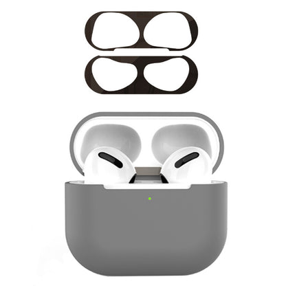 For Apple AirPods 3 Earphone Case Silicone Shock-Absorbing Earbuds Cover with Metal Dustproof Sticker Kit