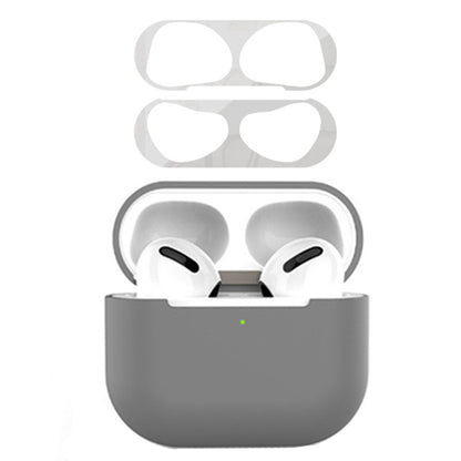 For Apple AirPods 3 Earphone Case Silicone Shock-Absorbing Earbuds Cover with Metal Dustproof Sticker Kit