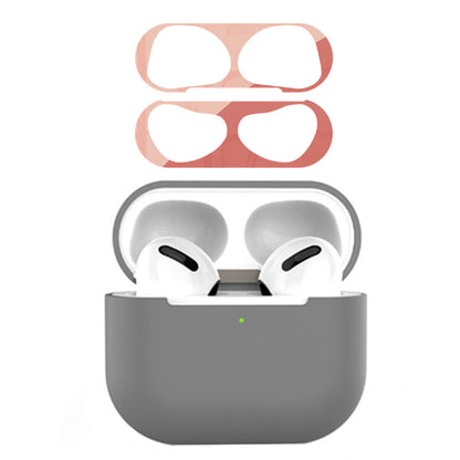 For Apple AirPods 3 Earphone Case Silicone Shock-Absorbing Earbuds Cover with Metal Dustproof Sticker Kit