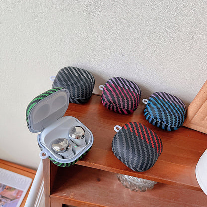 For Samsung Galaxy Buds2 Pro / Buds 2 / Live / Pro Carbon Fiber Texture Bi-color PC Case Earphone Anti-drop Cover