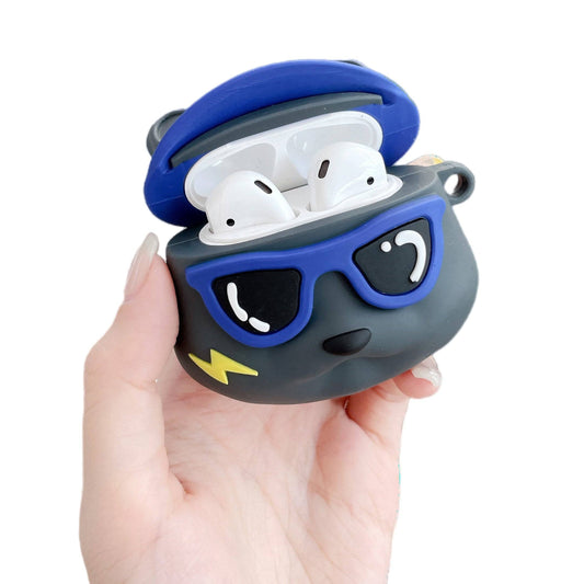Earphones Case for Apple AirPods with Charging Case (2016) / (2019) / AirPods with Wireless Charging Case (2019) , Little Bear Silicone Cover with Keychain