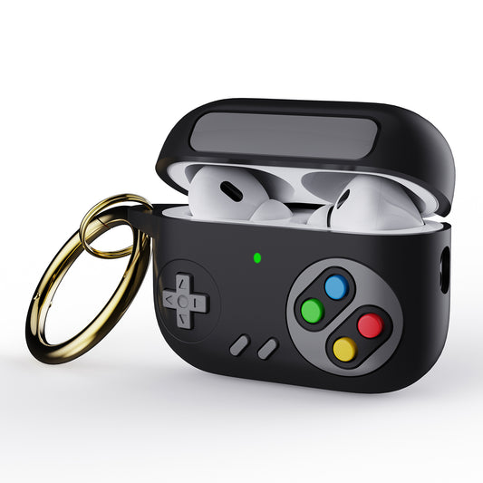 Earphone Silicone Case for Apple AirPods Pro (Gen 2) (USB-C) / AirPods Pro 2 , Game Console Design Earbuds Anti-drop Cover with Ring Buckle