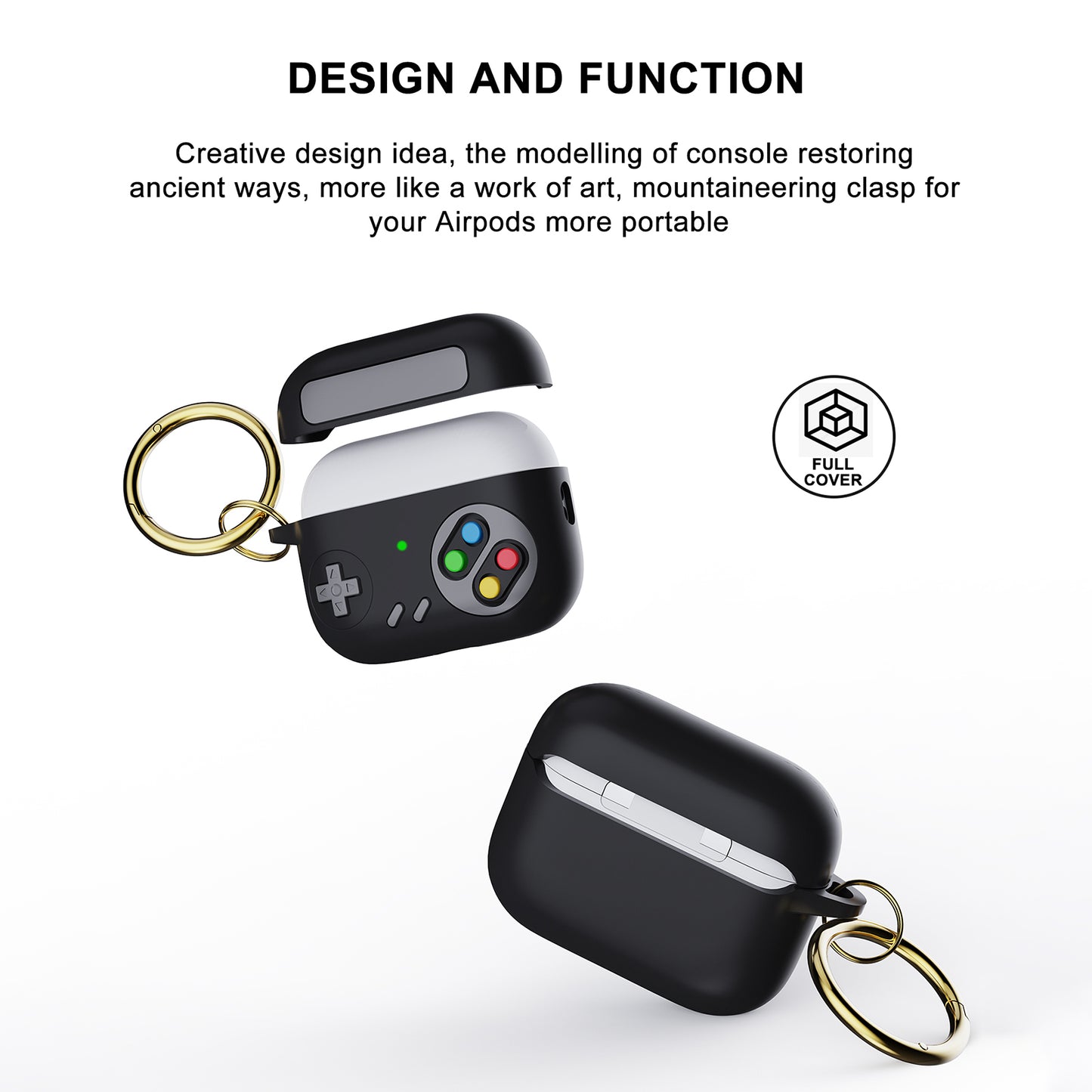 Earphone Silicone Case for Apple AirPods Pro (Gen 2) (USB-C) / AirPods Pro 2 , Game Console Design Earbuds Anti-drop Cover with Ring Buckle