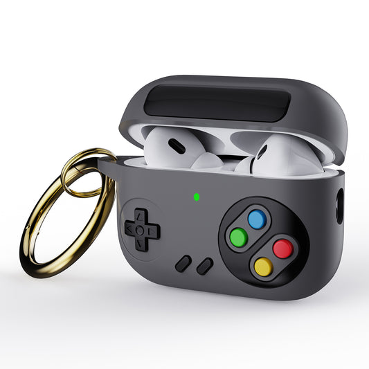 Earphone Silicone Case for Apple AirPods Pro (Gen 2) (USB-C) / AirPods Pro 2 , Game Console Design Earbuds Anti-drop Cover with Ring Buckle