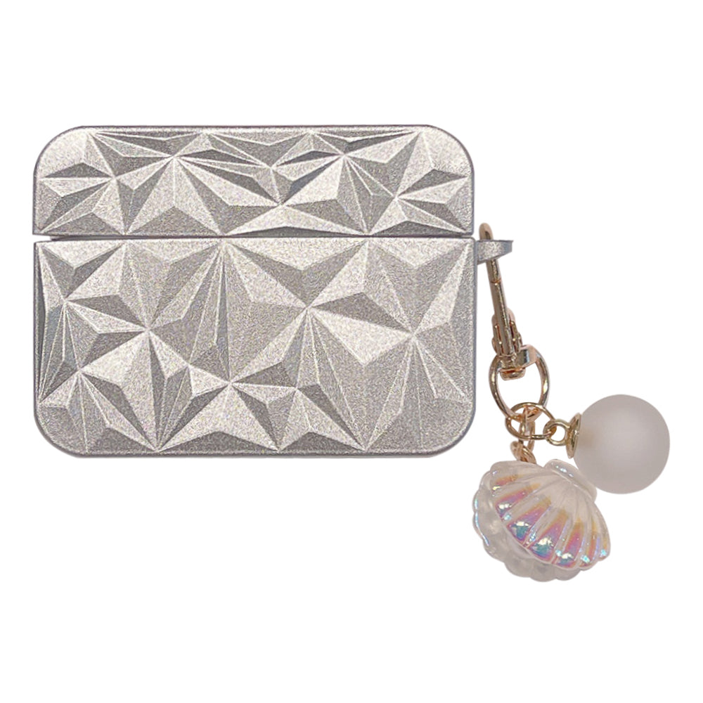 For Apple AirPods 3 Earphone Case Diamond Texture Earbud Protective TPU Cover with Shell Pendant