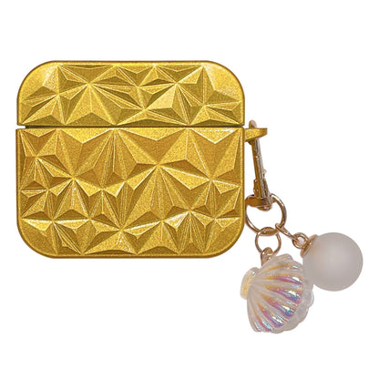 For Apple AirPods Pro Bluetooth Earphone TPU Case Diamond Texture Anti-drop Cover with Shell Pendant