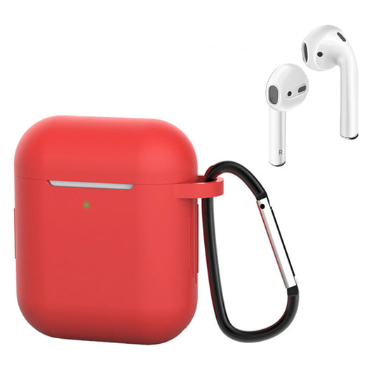 For Apple AirPods with Charging Case (2016)  /  (2019)  /  AirPods with Wireless Charging Case (2019) Silicone Case Earphone Cover with Carabiner