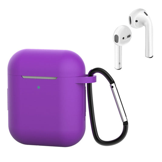 For Apple AirPods with Charging Case (2016)  /  (2019)  /  AirPods with Wireless Charging Case (2019) Silicone Case Earphone Cover with Carabiner