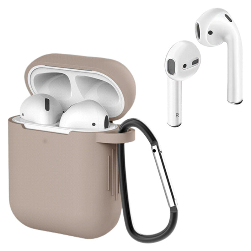 For Apple AirPods with Charging Case (2016)  /  (2019)  /  AirPods with Wireless Charging Case (2019) Silicone Case Earphone Cover with Carabiner
