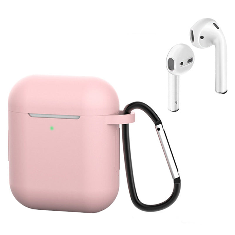 For Apple AirPods with Charging Case (2016)  /  (2019)  /  AirPods with Wireless Charging Case (2019) Silicone Case Earphone Cover with Carabiner
