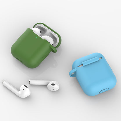For Apple AirPods with Charging Case (2016)  /  (2019)  /  AirPods with Wireless Charging Case (2019) Silicone Case Earphone Cover with Carabiner