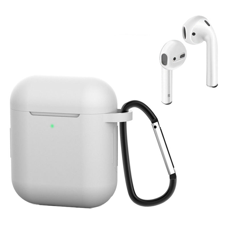 For Apple AirPods with Charging Case (2016)  /  (2019)  /  AirPods with Wireless Charging Case (2019) Silicone Case Earphone Cover with Carabiner