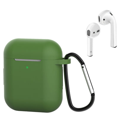 For Apple AirPods with Charging Case (2016)  /  (2019)  /  AirPods with Wireless Charging Case (2019) Silicone Case Earphone Cover with Carabiner
