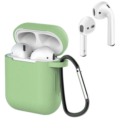 For Apple AirPods with Charging Case (2016)  /  (2019)  /  AirPods with Wireless Charging Case (2019) Silicone Case Earphone Cover with Carabiner