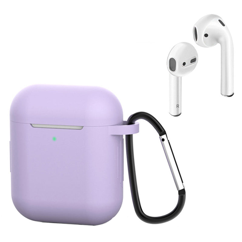 For Apple AirPods with Charging Case (2016)  /  (2019)  /  AirPods with Wireless Charging Case (2019) Silicone Case Earphone Cover with Carabiner