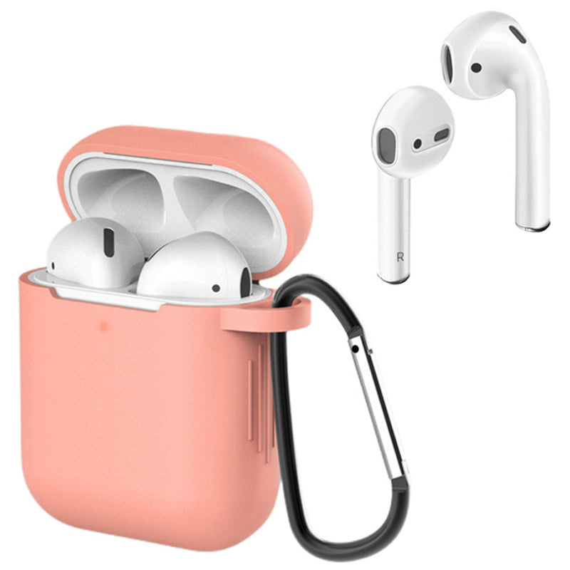 For Apple AirPods with Charging Case (2016)  /  (2019)  /  AirPods with Wireless Charging Case (2019) Silicone Case Earphone Cover with Carabiner