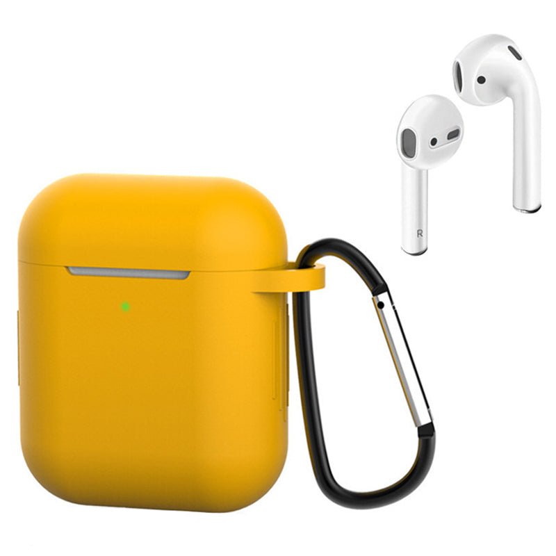 For Apple AirPods with Charging Case (2016)  /  (2019)  /  AirPods with Wireless Charging Case (2019) Silicone Case Earphone Cover with Carabiner