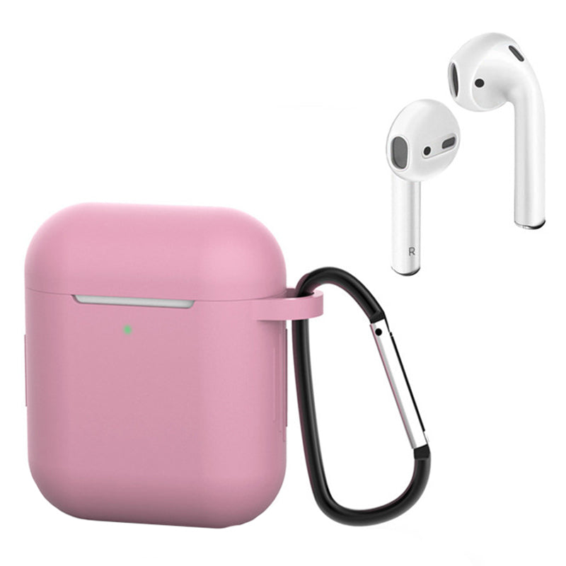 For Apple AirPods with Charging Case (2016)  /  (2019)  /  AirPods with Wireless Charging Case (2019) Silicone Case Earphone Cover with Carabiner