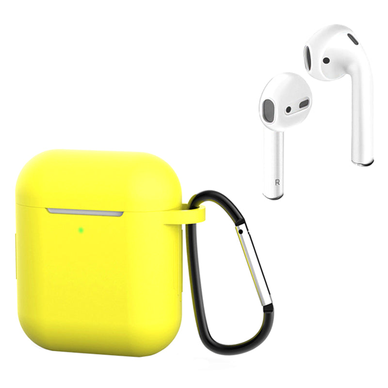 For Apple AirPods with Charging Case (2016)  /  (2019)  /  AirPods with Wireless Charging Case (2019) Silicone Case Earphone Cover with Carabiner