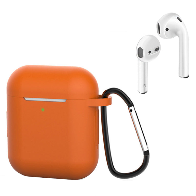 For Apple AirPods with Charging Case (2016)  /  (2019)  /  AirPods with Wireless Charging Case (2019) Silicone Case Earphone Cover with Carabiner