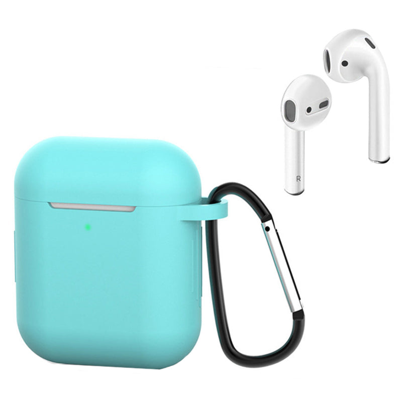 For Apple AirPods with Charging Case (2016)  /  (2019)  /  AirPods with Wireless Charging Case (2019) Silicone Case Earphone Cover with Carabiner