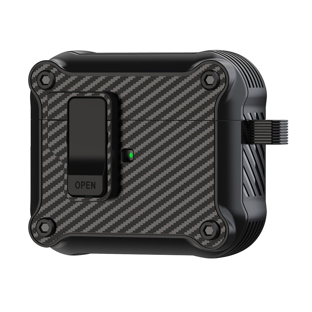 For Apple AirPods 3 Earphone Case Carbon Fiber Texture Magnetic Auto Lock Earbud TPU Cover