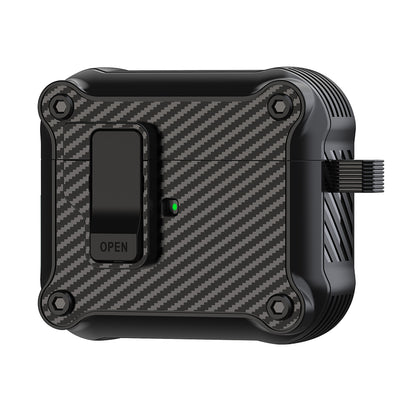 For Apple AirPods 3 Earphone Case Carbon Fiber Texture Magnetic Auto Lock Earbud TPU Cover