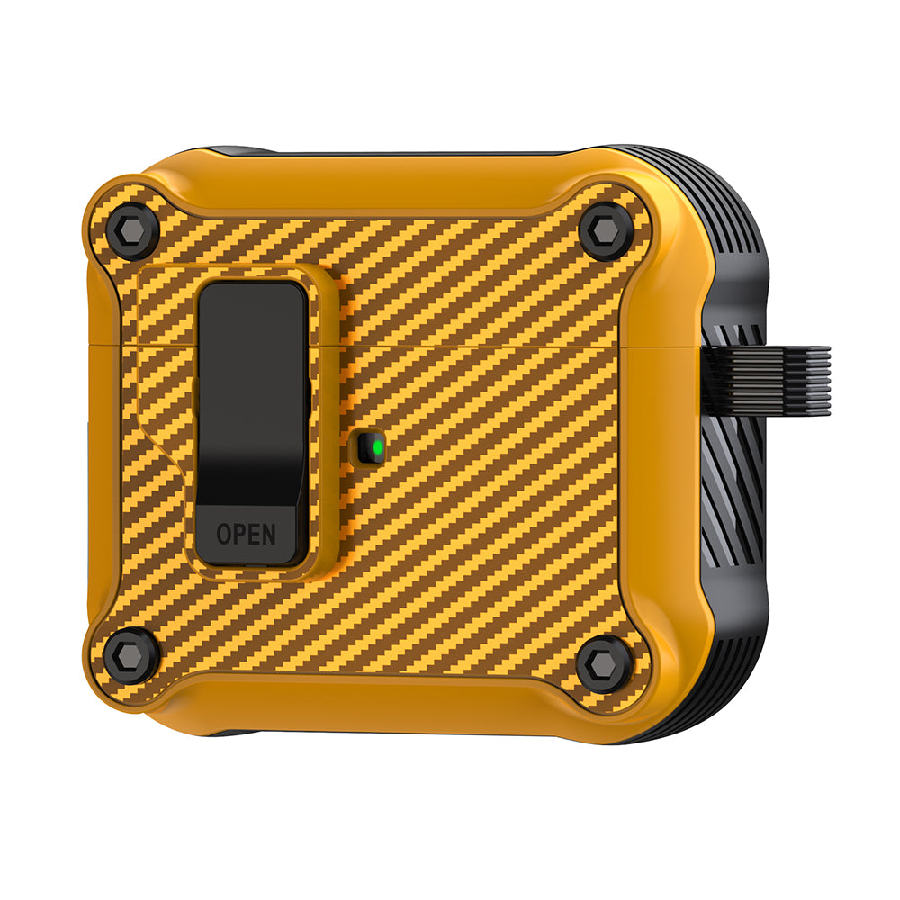 For Apple AirPods 3 Earphone Case Carbon Fiber Texture Magnetic Auto Lock Earbud TPU Cover