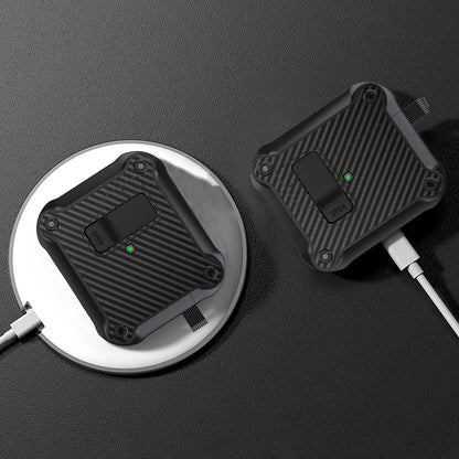 For Apple AirPods 3 Earphone Case Carbon Fiber Texture Magnetic Auto Lock Earbud TPU Cover