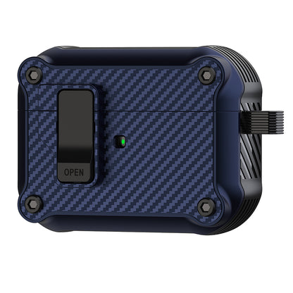For Apple AirPods Pro 2 Carbon Fiber Texture Earphone Case Earbud TPU Cover with Magnetic Auto Lock