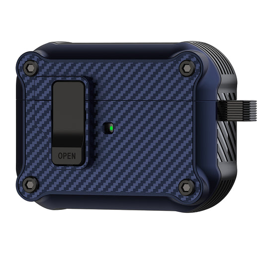 For Apple AirPods Pro 2 Carbon Fiber Texture Earphone Case Earbud TPU Cover with Magnetic Auto Lock