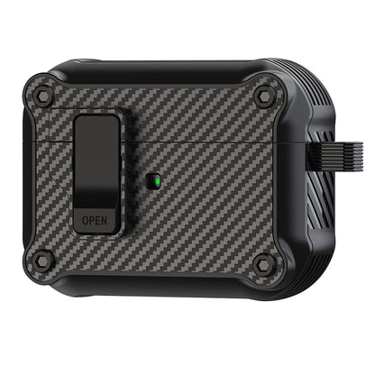 For Apple AirPods Pro 2 Carbon Fiber Texture Earphone Case Earbud TPU Cover with Magnetic Auto Lock