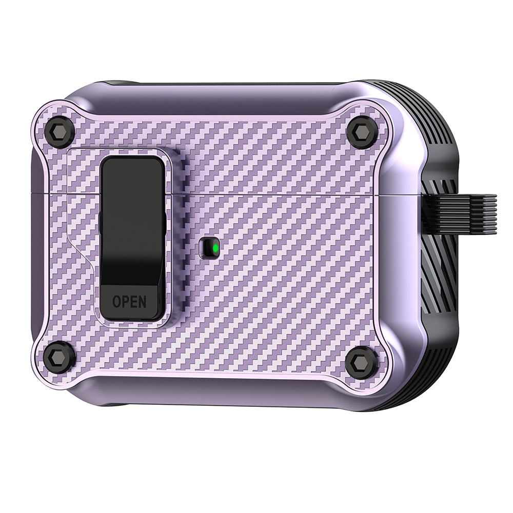 For Apple AirPods Pro 2 Carbon Fiber Texture Earphone Case Earbud TPU Cover with Magnetic Auto Lock