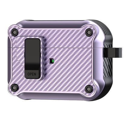 For Apple AirPods Pro 2 Carbon Fiber Texture Earphone Case Earbud TPU Cover with Magnetic Auto Lock