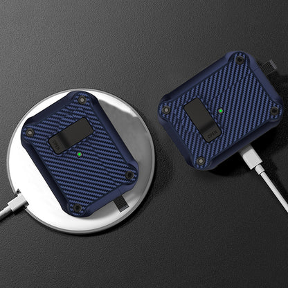 For Apple AirPods Pro 2 Carbon Fiber Texture Earphone Case Earbud TPU Cover with Magnetic Auto Lock