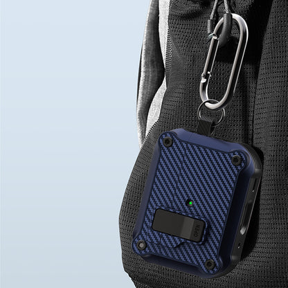 For Apple AirPods Pro 2 Carbon Fiber Texture Earphone Case Earbud TPU Cover with Magnetic Auto Lock