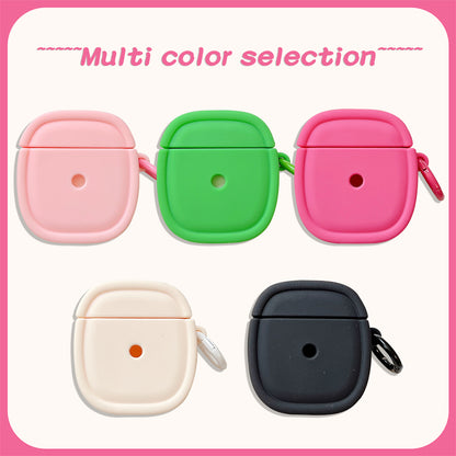 For Apple AirPods 1 / 2 Candy Color Earphone Protective Cover Oval Anti-drop Silicone Case with Hanging Buckle