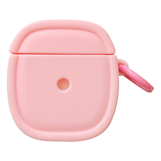 For Apple AirPods 1 / 2 Candy Color Earphone Protective Cover Oval Anti-drop Silicone Case with Hanging Buckle