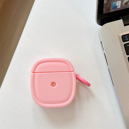 For Apple AirPods 1 / 2 Candy Color Earphone Protective Cover Oval Anti-drop Silicone Case with Hanging Buckle