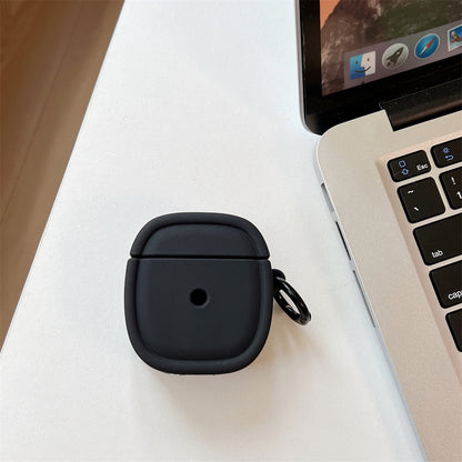 For Apple AirPods 1 / 2 Candy Color Earphone Protective Cover Oval Anti-drop Silicone Case with Hanging Buckle