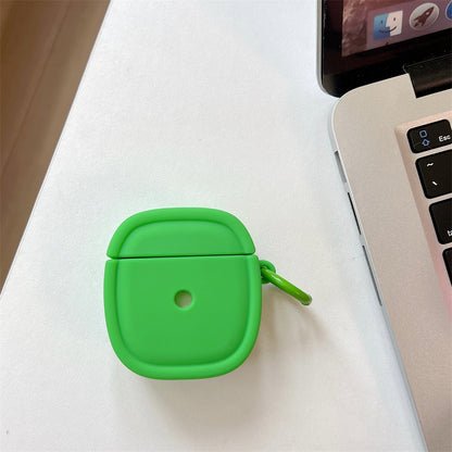 For Apple AirPods 1 / 2 Candy Color Earphone Protective Cover Oval Anti-drop Silicone Case with Hanging Buckle
