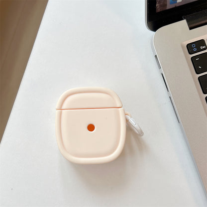 For Apple AirPods 1 / 2 Candy Color Earphone Protective Cover Oval Anti-drop Silicone Case with Hanging Buckle