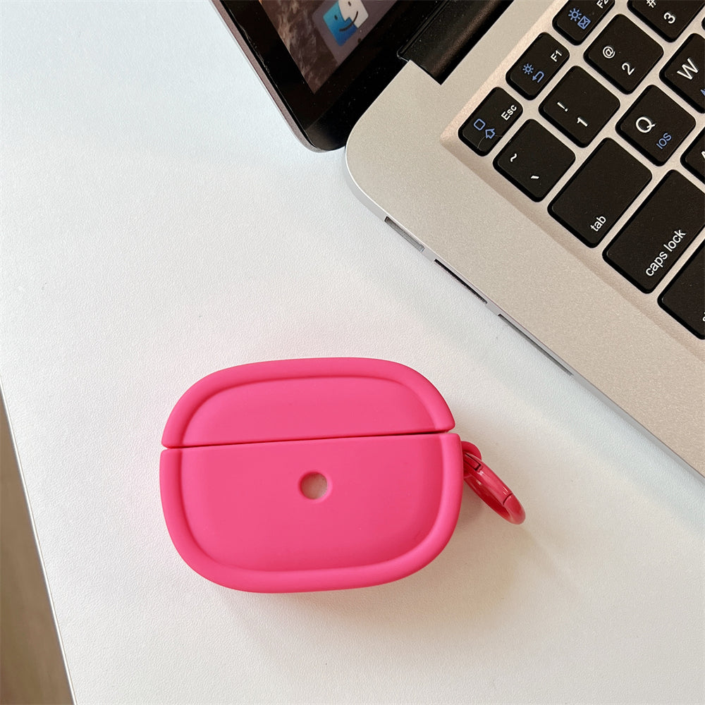 For Apple AirPods 3 Candy Color Oval Silicone Case Earphone Protective Cover with Ring Buckle